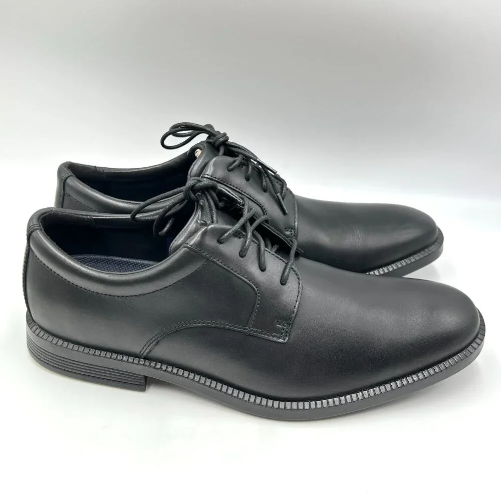 Rockport Mens Size 8‎ Dressports Plain Toe Black Leather Oxfords Shoes